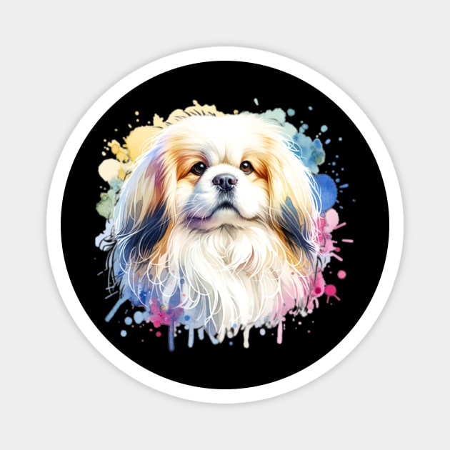 Cream and White Tibetan Spaniel Magnet by The Jumping Cart